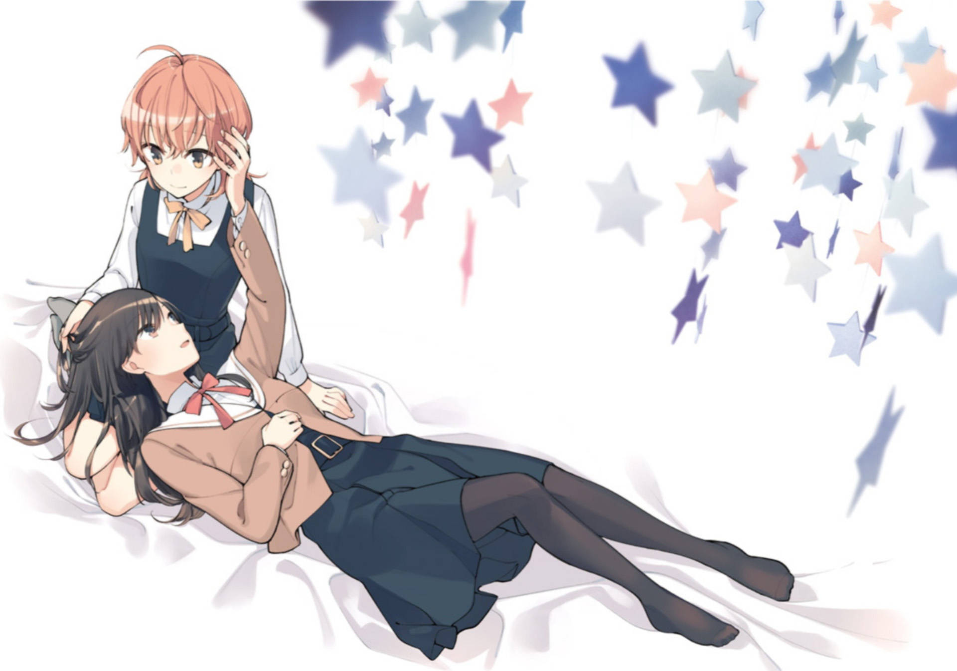 Anime Đồng Tính Nữ Nghệ Thuật Đầy Sao Hình nền