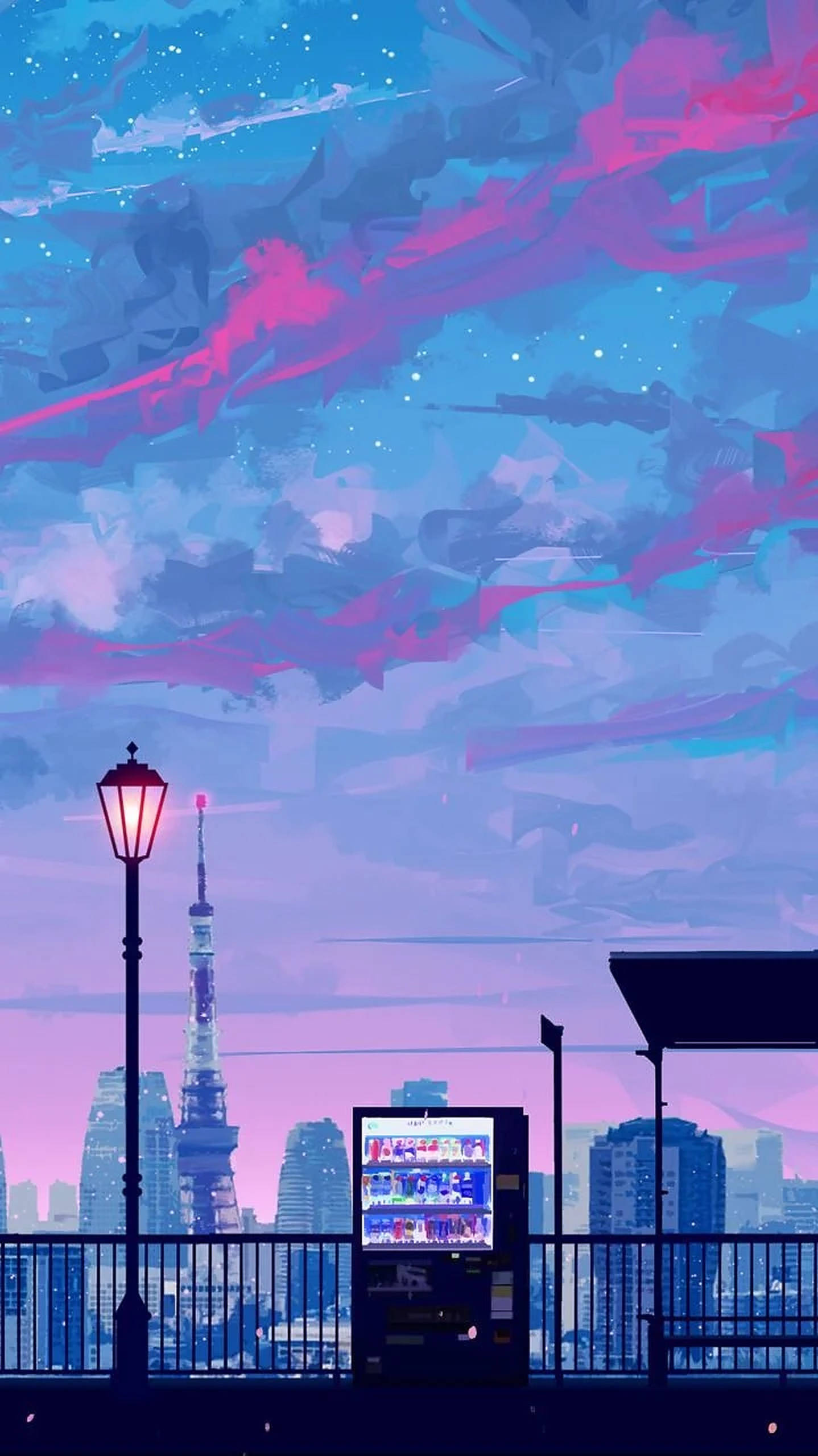 Anime Thành Phố iPhone Phong Cách Thẩm Mỹ Hình nền
