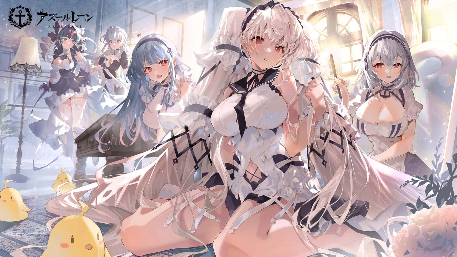 Anime Thiếu Nữ Tóc Xanh Và Những Chú Vịt Hình nền