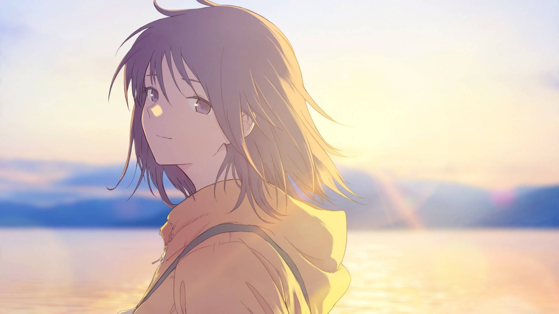 Áo Hoodie Cô Gái Anime Hoàng Hôn Hình nền