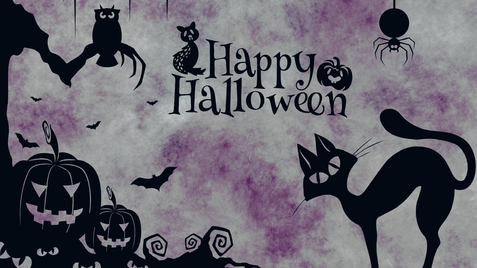 Áp phích Halloween cổ điển màu tím Hình nền