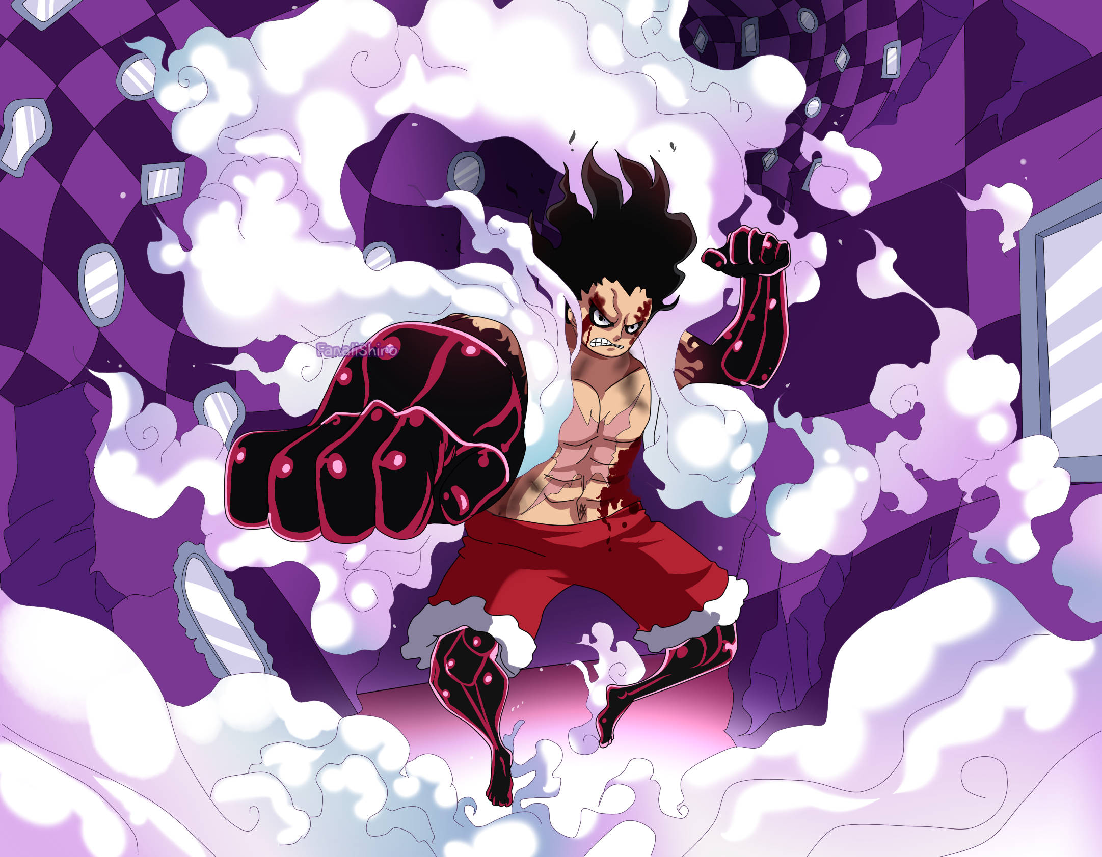 Áp phích Luffy Gear 4 Tím Hình nền