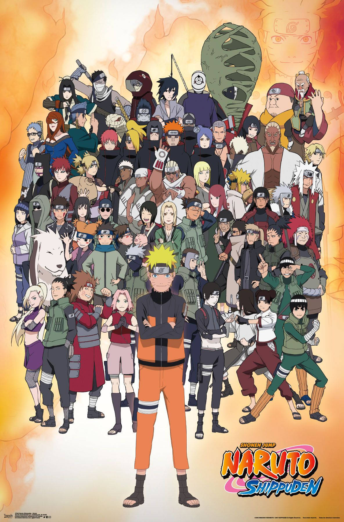 Áp phích Naruto Shippuden Tất Cả Nhân Vật Nền Lửa Hình nền