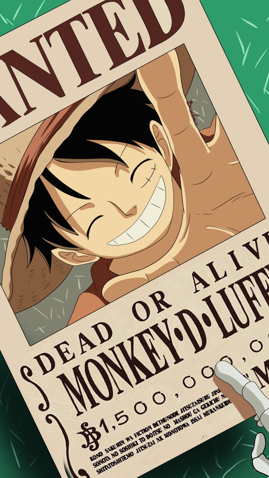 Áp phích truy nã Luffy mỉm cười Hình nền