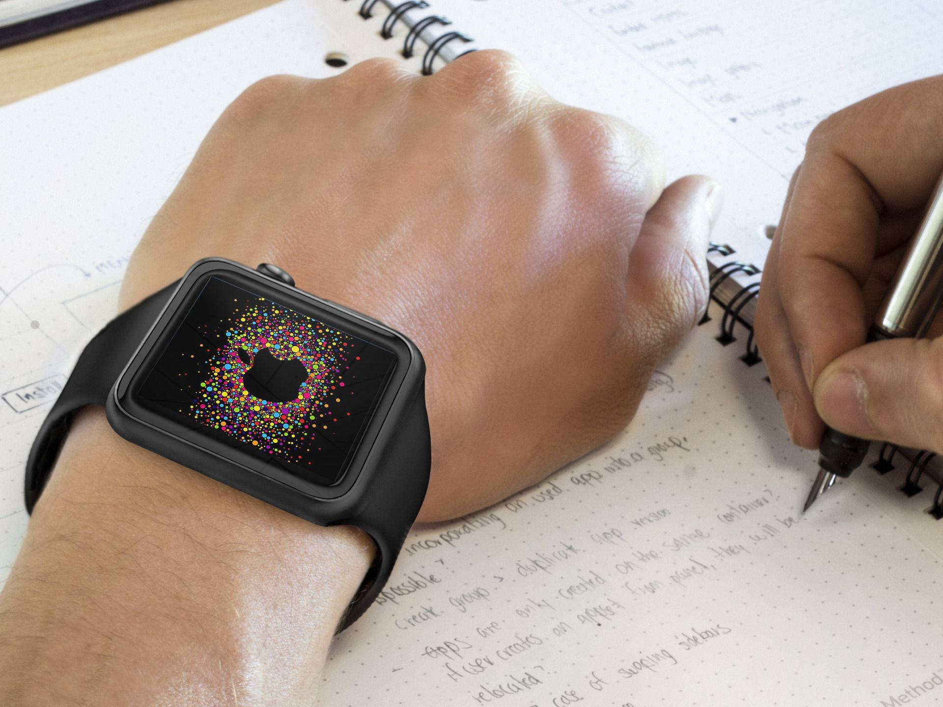 Apple Watch với dây silicone đen Hình nền