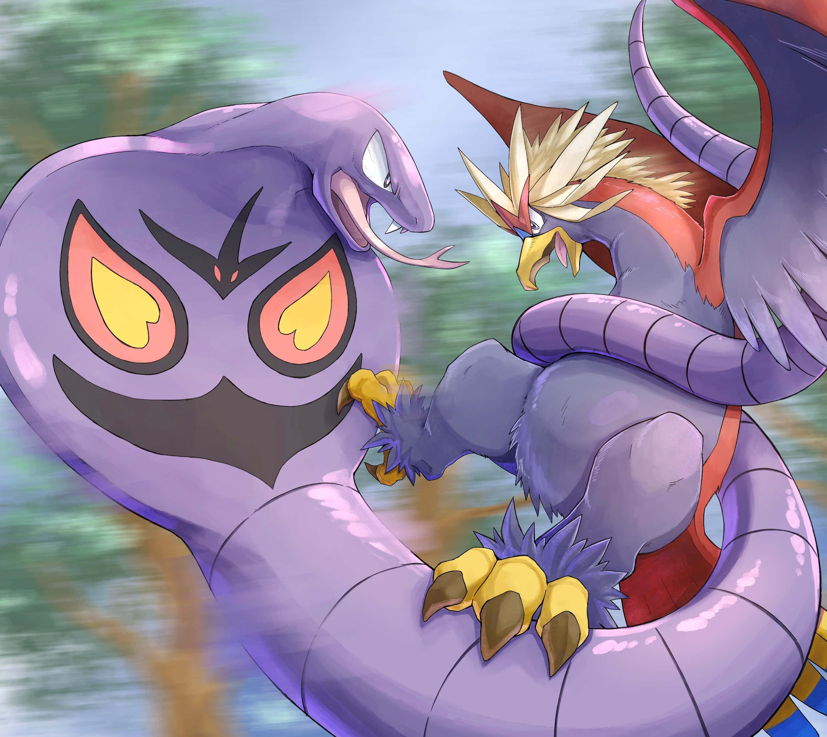 Arbok đối đầu Braviary Hình nền