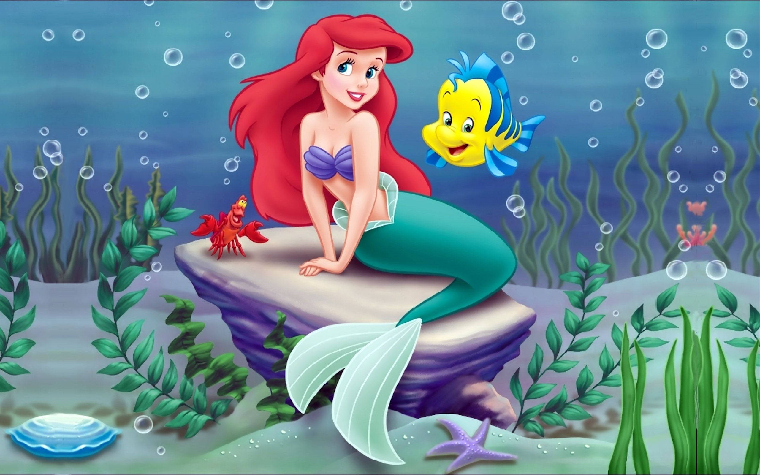 Ariel và Flounder trong 'Nàng tiên cá' của Disney Hình nền