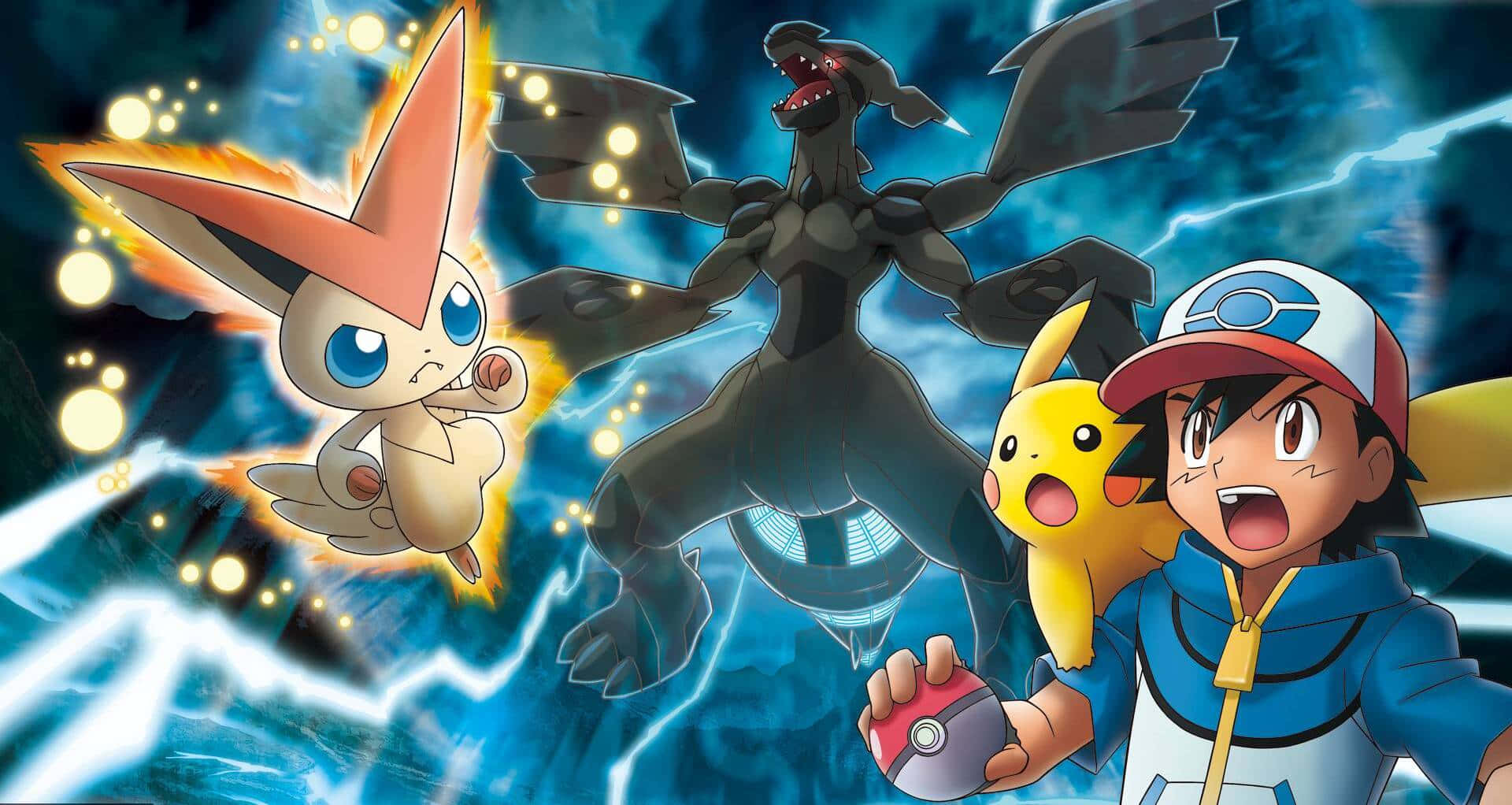 Ash Ketchum Pikachu Và Zekrom Trận Đấu Pokemon Nền Hình nền