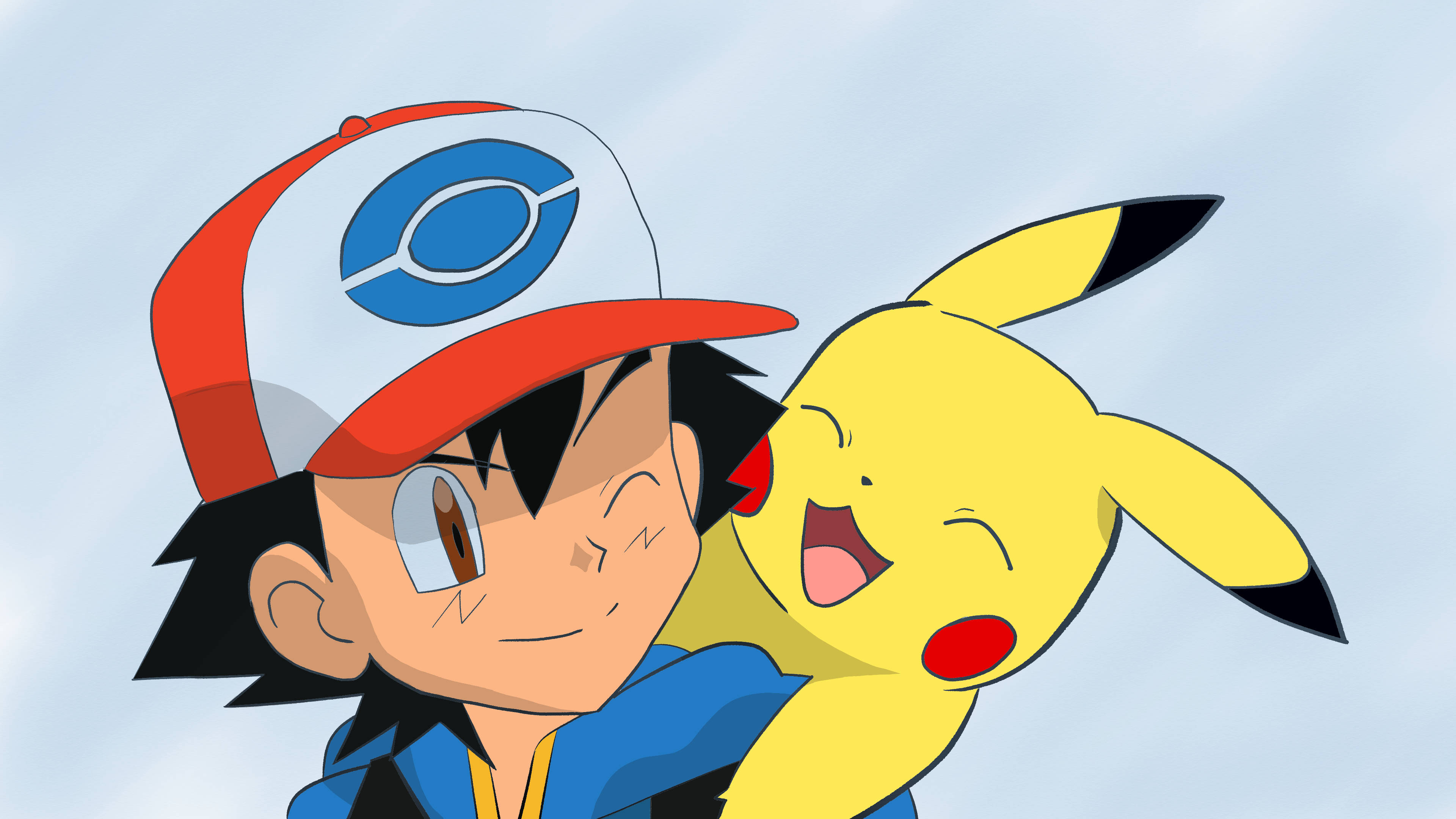 Ash và Pikachu đáng yêu 4K Hình nền