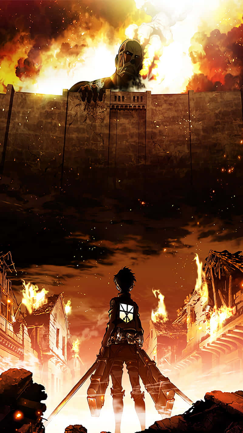 Attack On Titan Anime Đốt Cháy Thị Trấn Người Khổng Lồ Hình nền