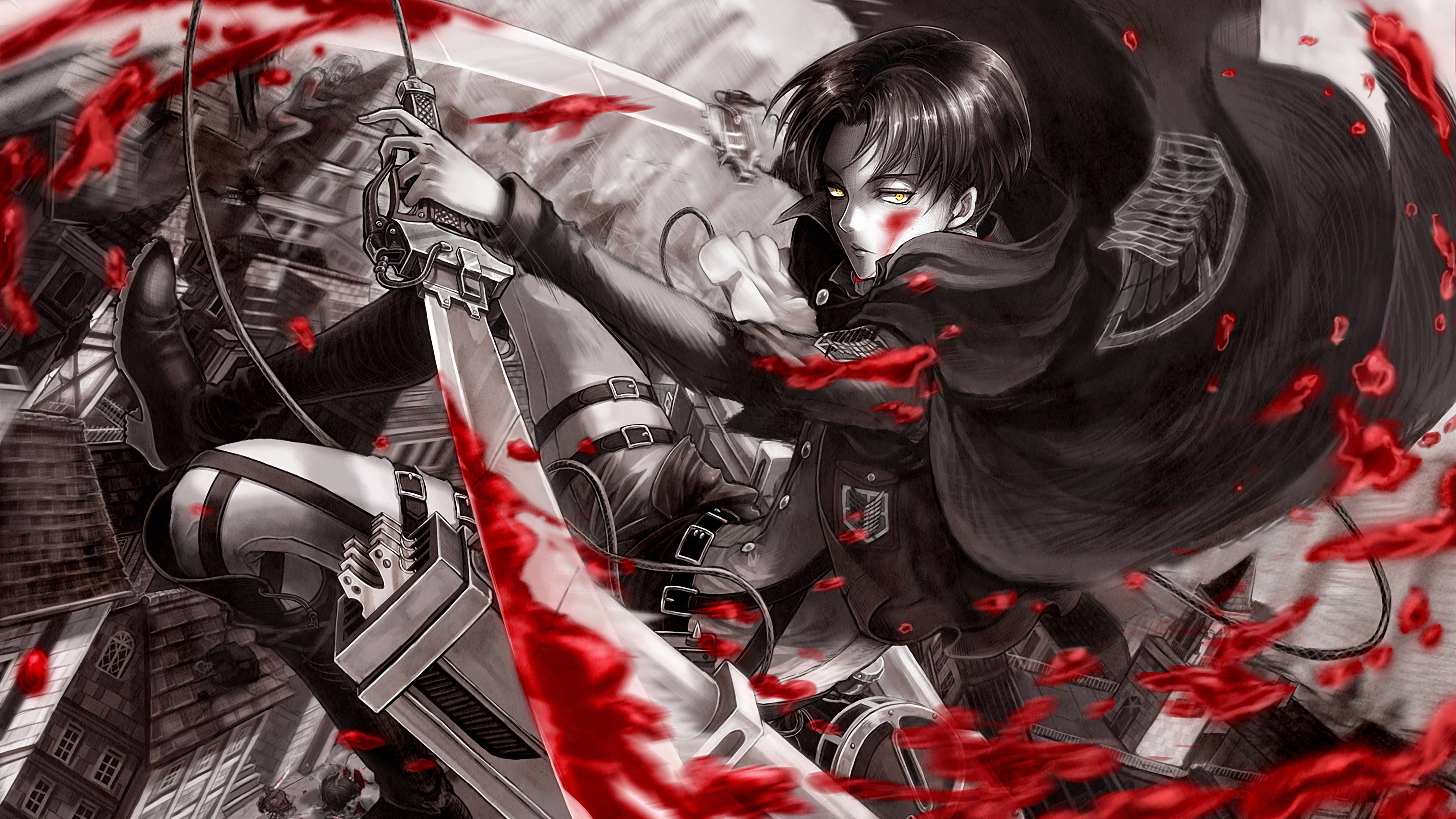 Attack On Titans 4K Eren Yeager Thanh Kiếm Đẫm Máu Hình nền