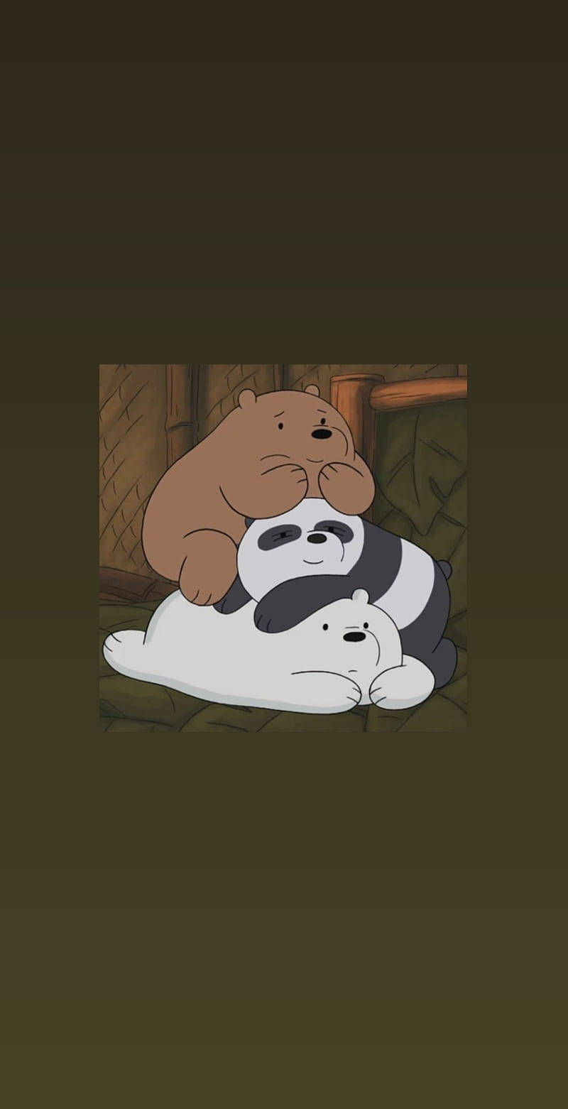 Ba chú gấu We Bare Bears xếp chồng lên nhau đầy thẩm mỹ Hình nền