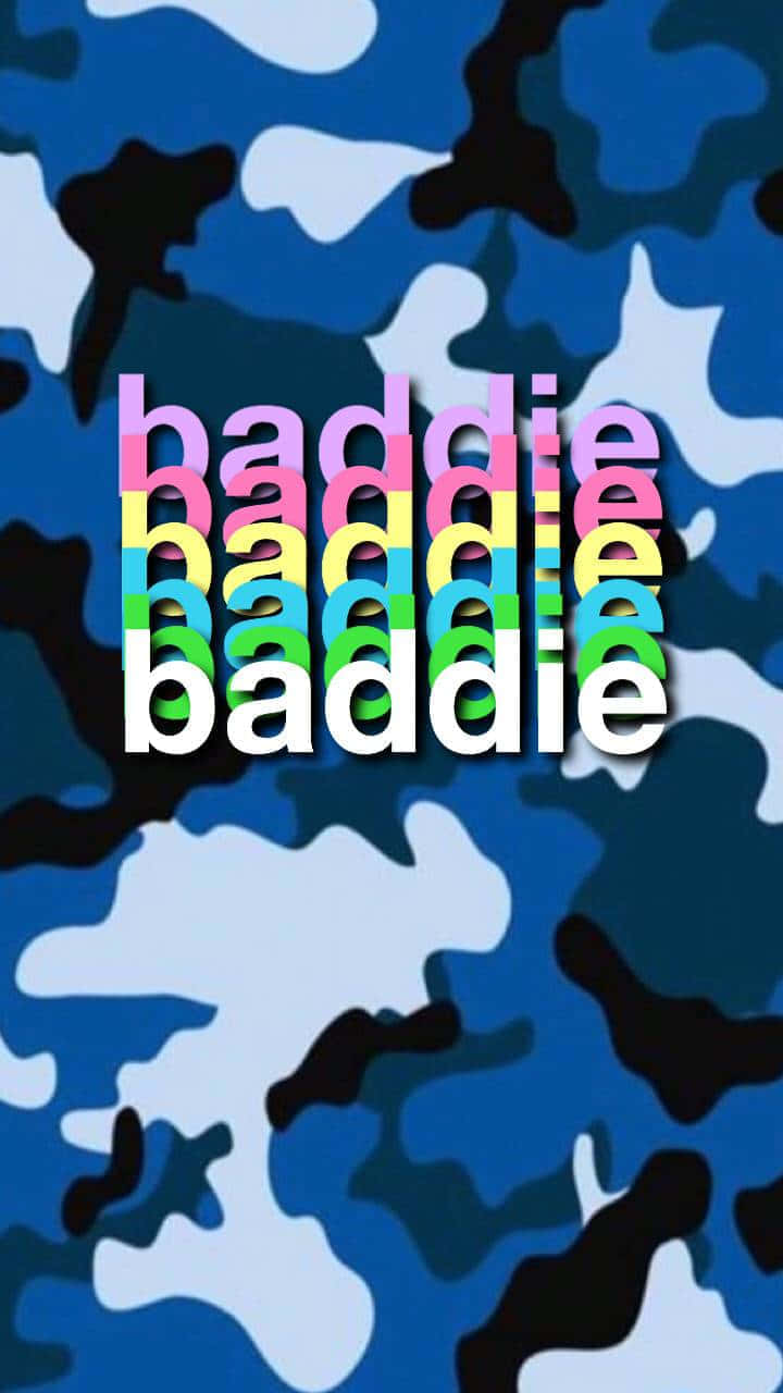 Baddie đầy màu sắc trên nền quân đội xanh cho iPhone Hình nền