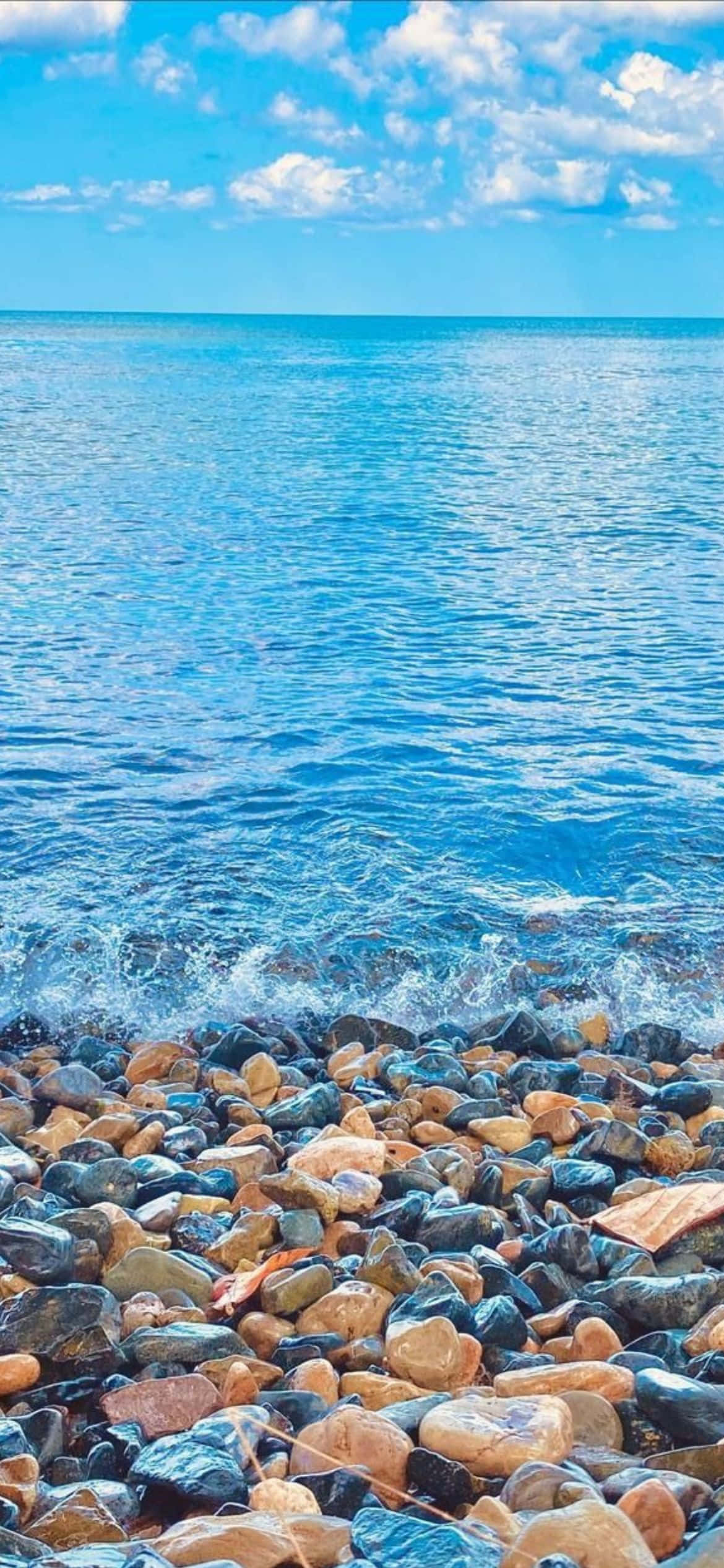 bãi biển với đá và nước Hình nền