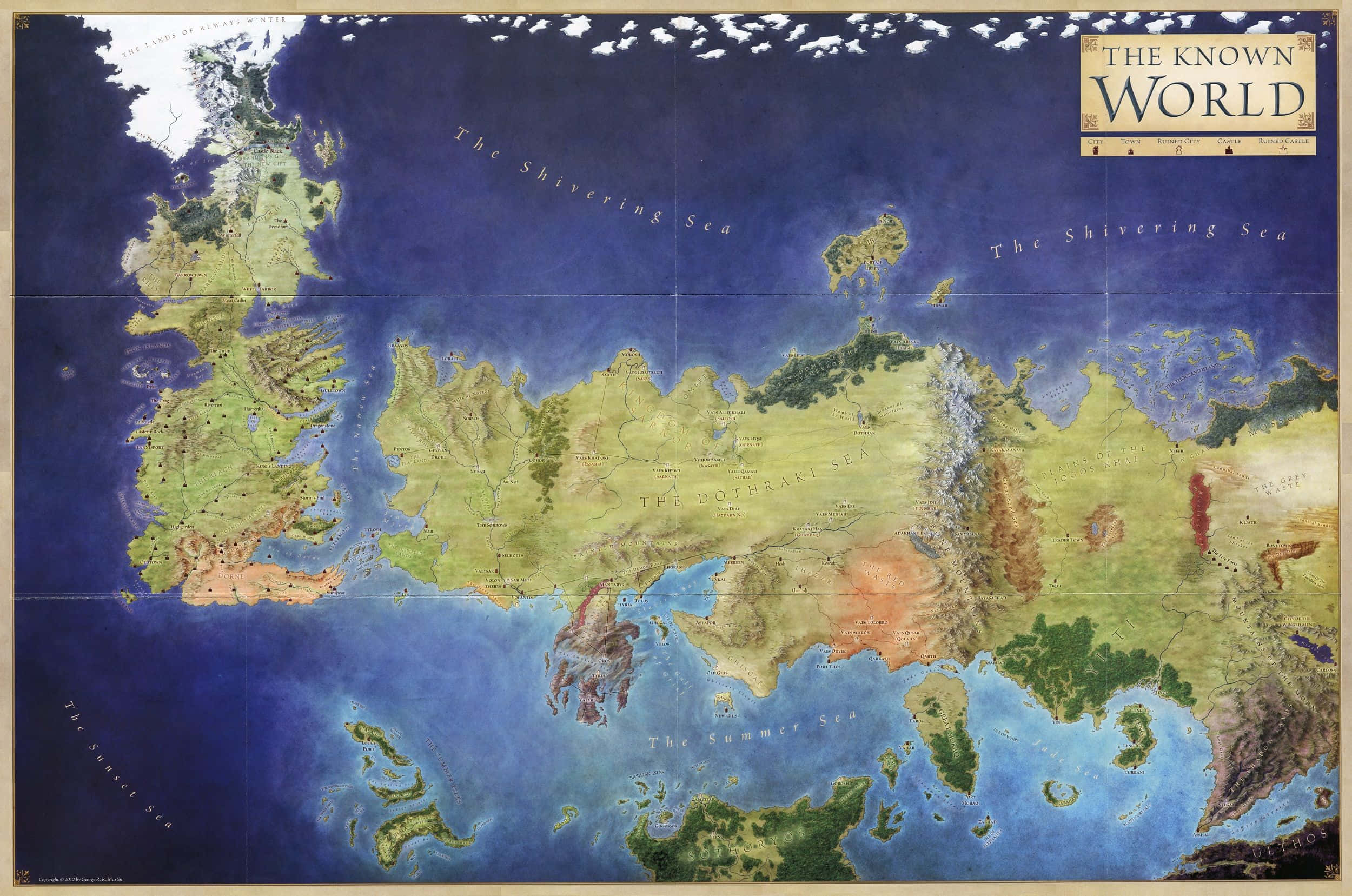 Bản đồ Thế giới Đã biết trong Game of Thrones Hình nền