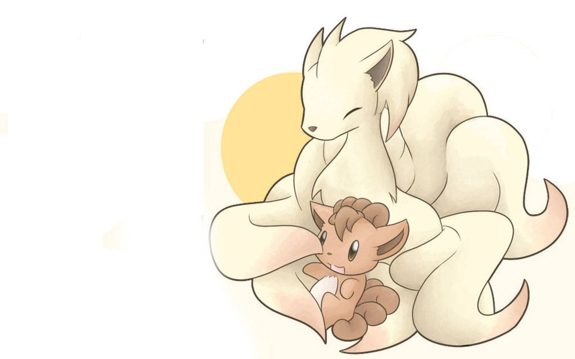 Bản vẽ đơn giản của Ninetales và Vulpix Hình nền
