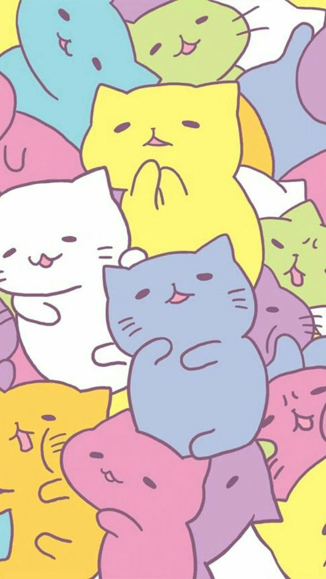Bản Vẽ Mèo Kawaii Dễ Thương Trên iPad Hình nền