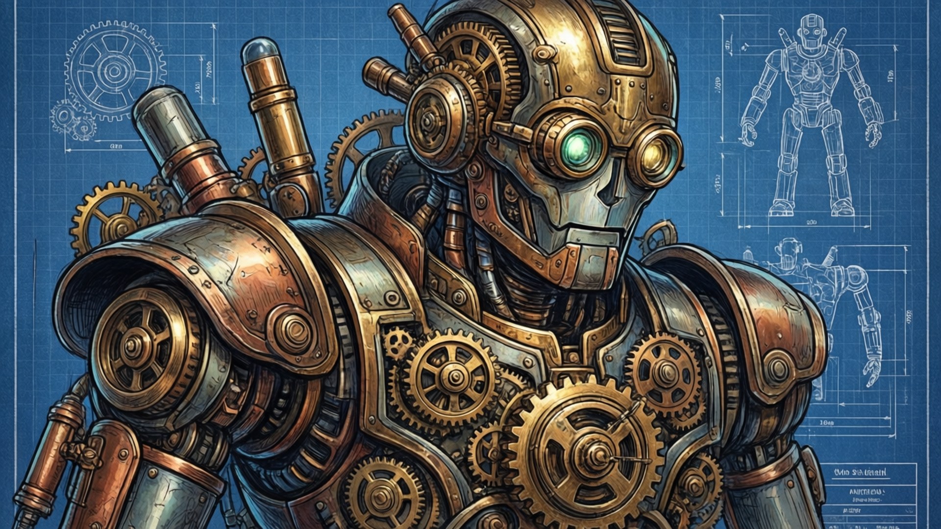 Bản vẽ Robot Steampunk Ấn Tượng Hình nền