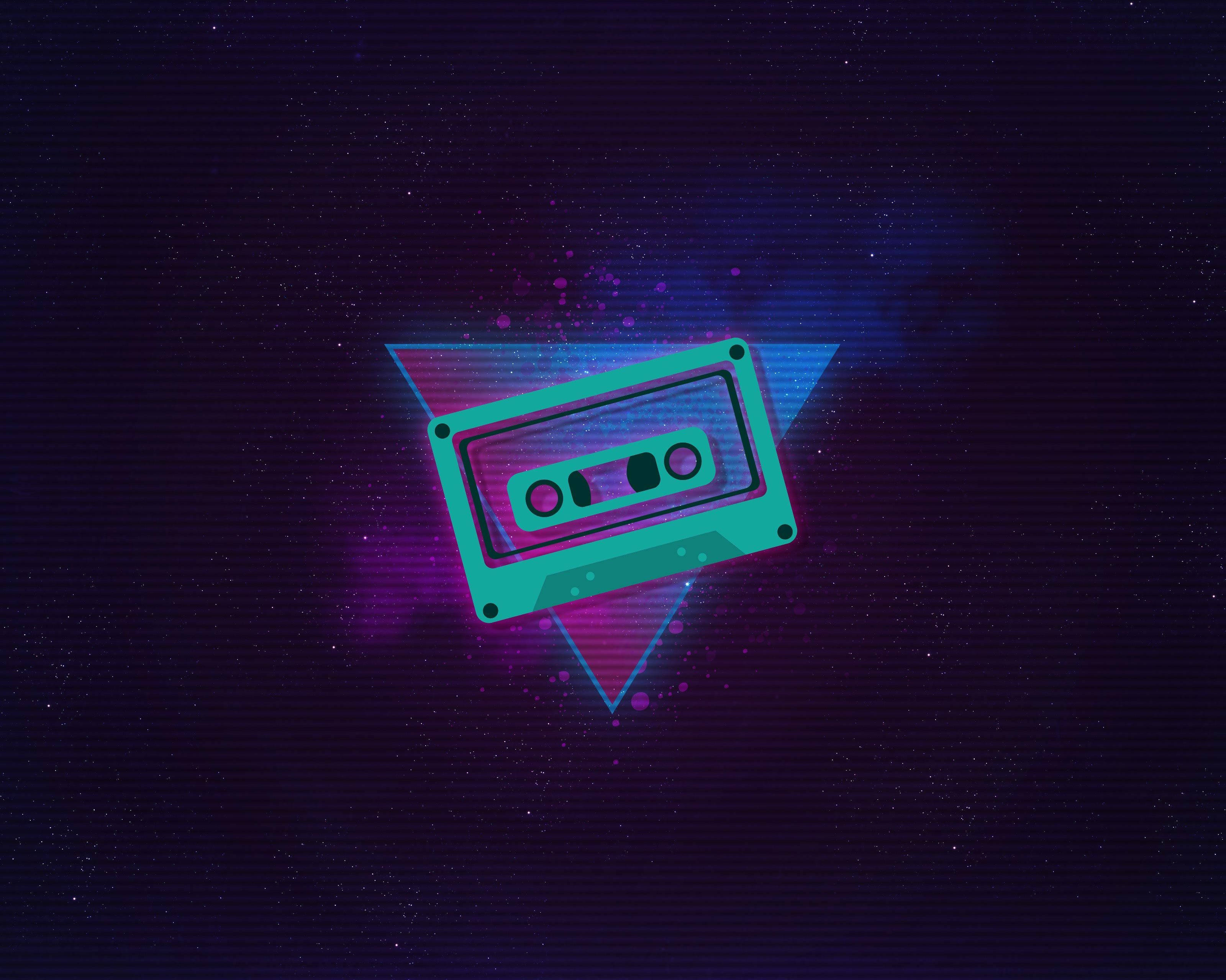 Băng Cassette Neon Retro Thẩm Mỹ Hình nền