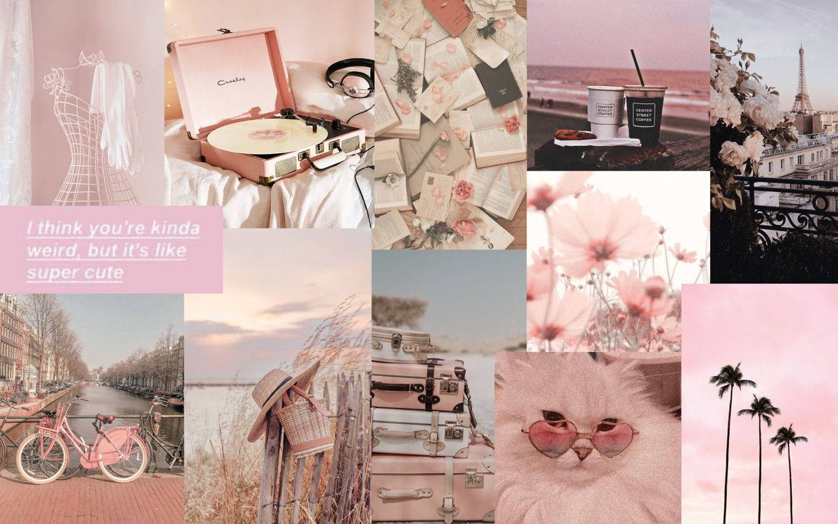Bảng Mood Board Hoàng Hôn Pastel Dễ Thương Hình nền