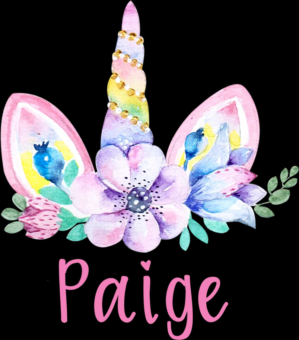Băng đô hoa kỳ lân được cá nhân hóa với tên Paige Hình nền