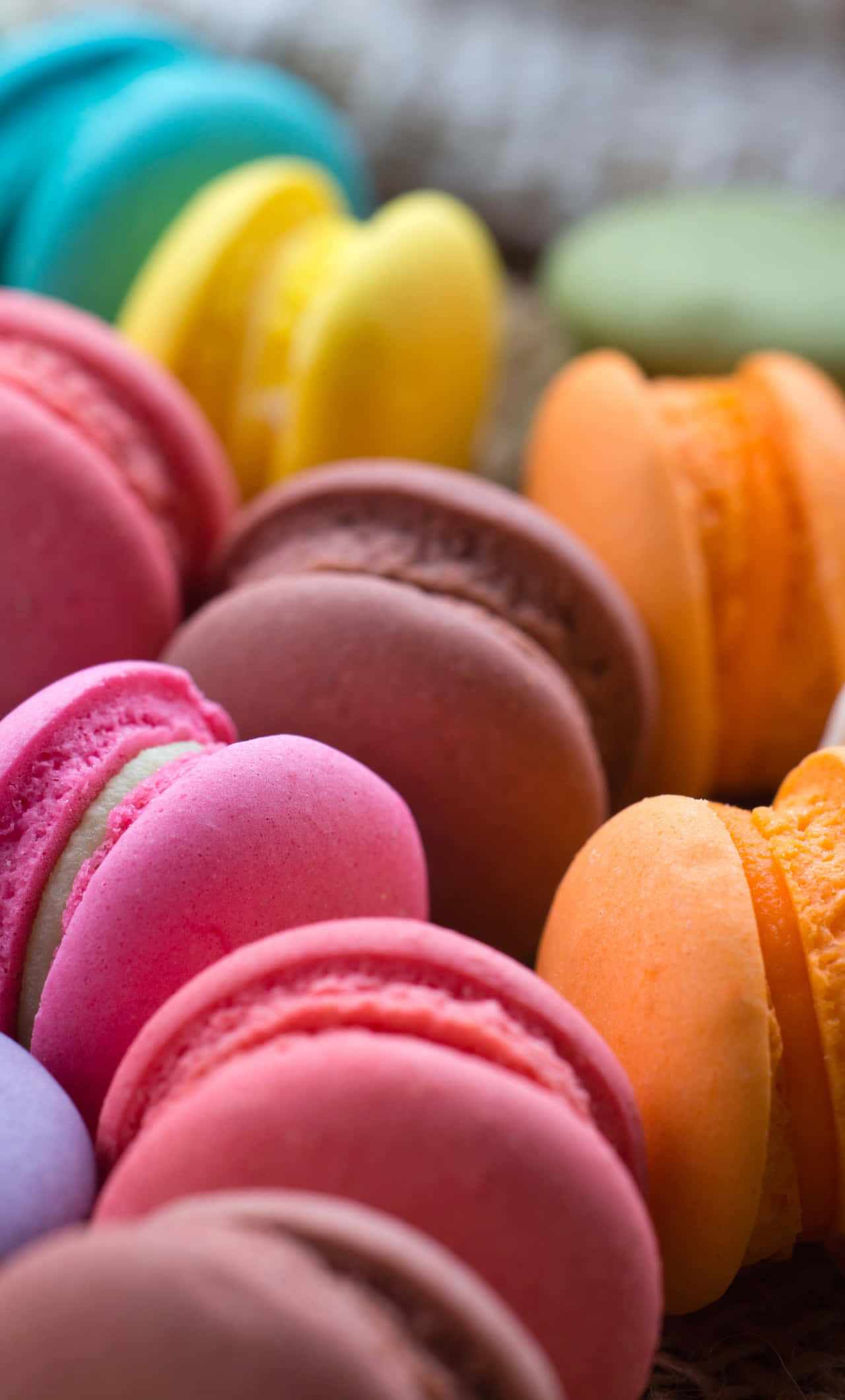 Bánh macaron ngọt ngào rực rỡ và sống động Hình nền