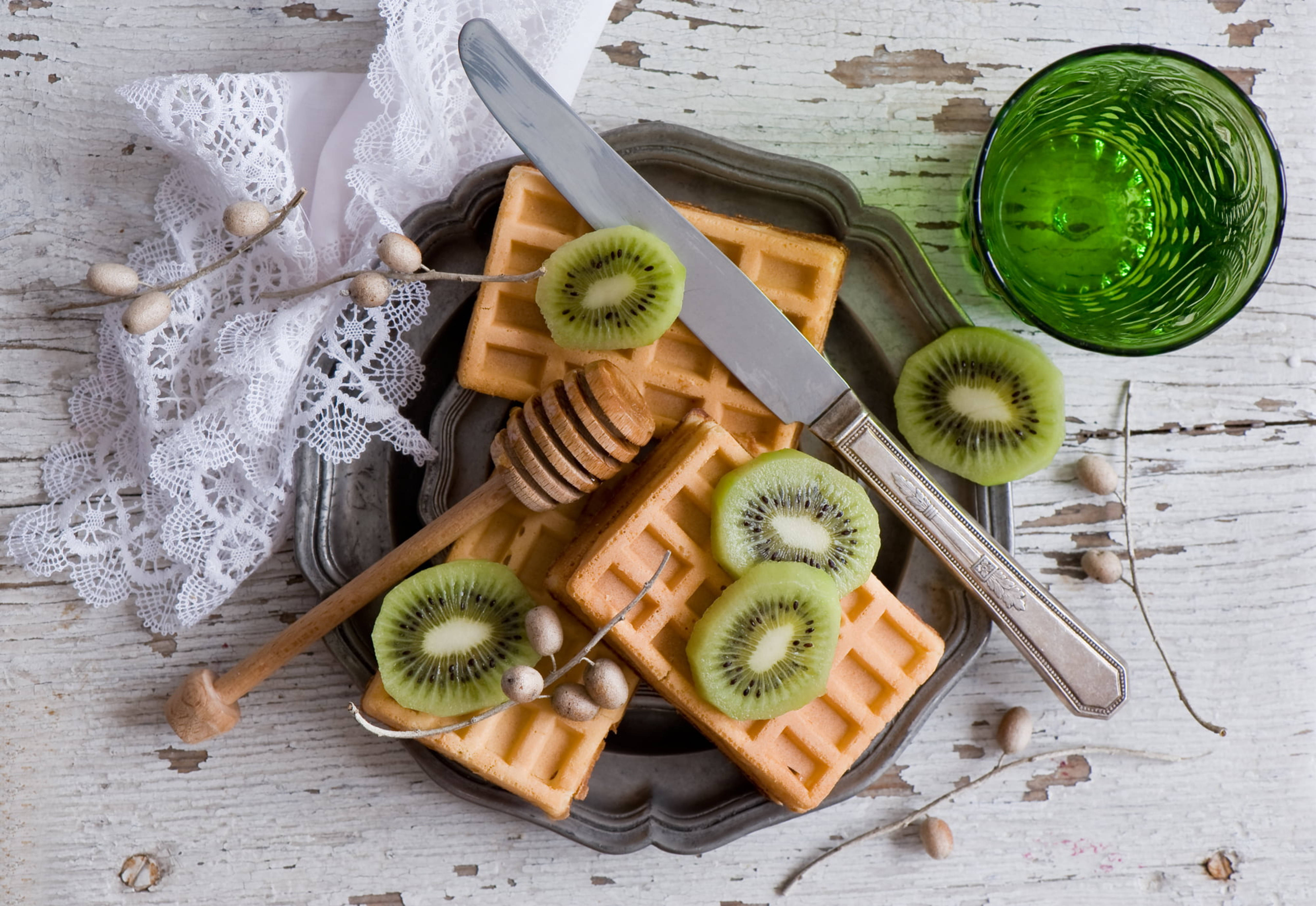 Bánh quế kiwi chụp thẳng đứng Hình nền