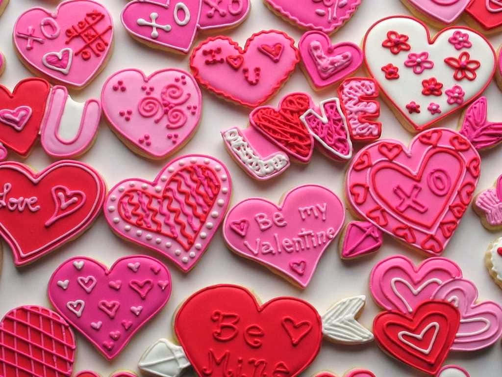 Bánh Quy Valentine Hồng Dễ Thương Hình nền