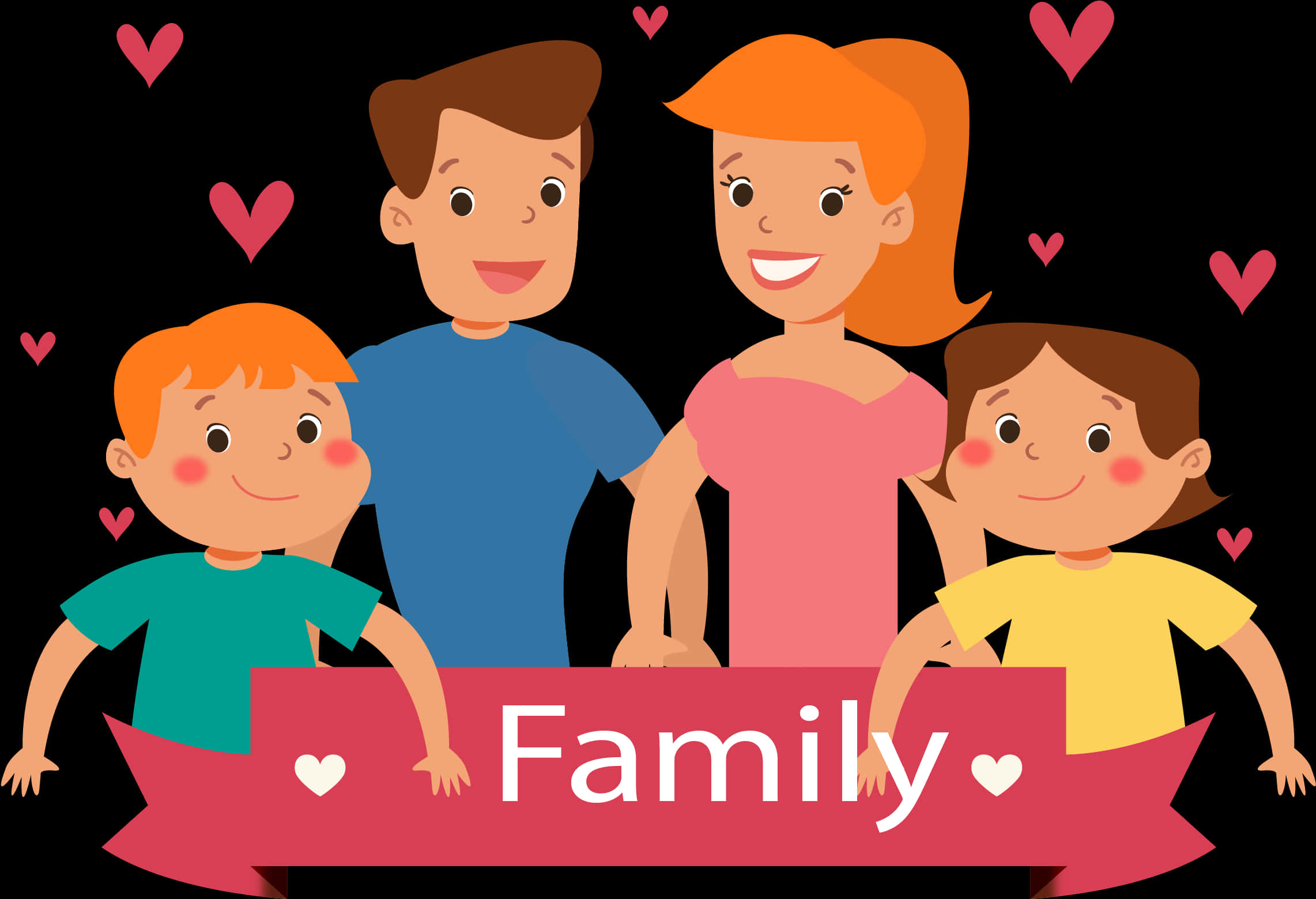 Banner Tình Yêu Gia Đình Hoạt Hình Vui Vẻ Hình nền