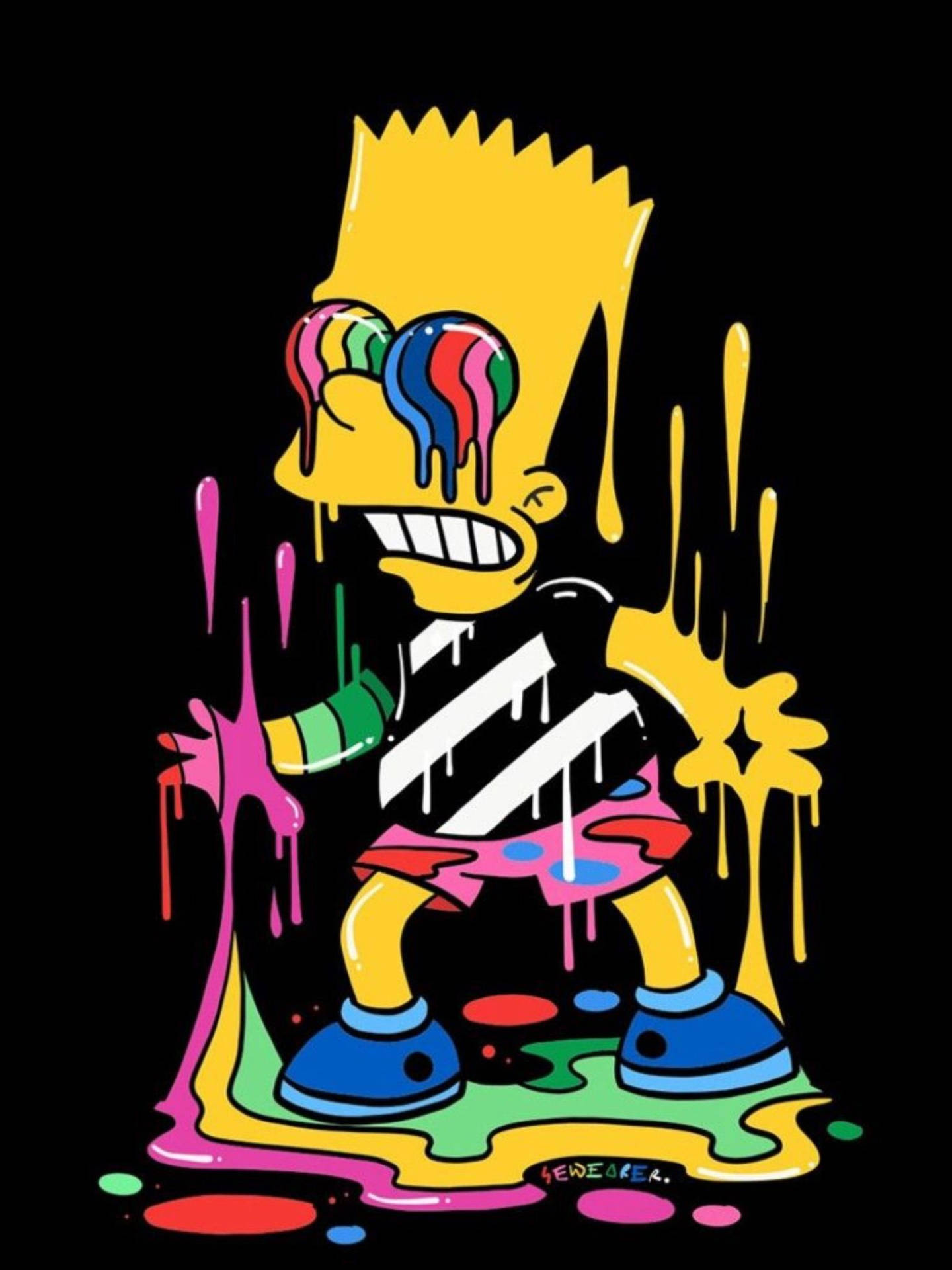 Bart Simpson ngầu với họa tiết sơn trừu tượng Hình nền