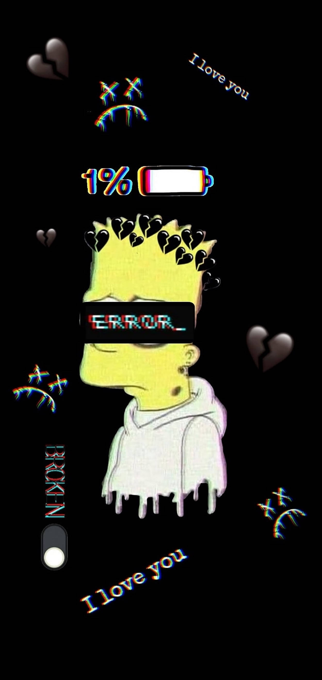 Bart Simpsons buồn với phần trăm pin Hình nền