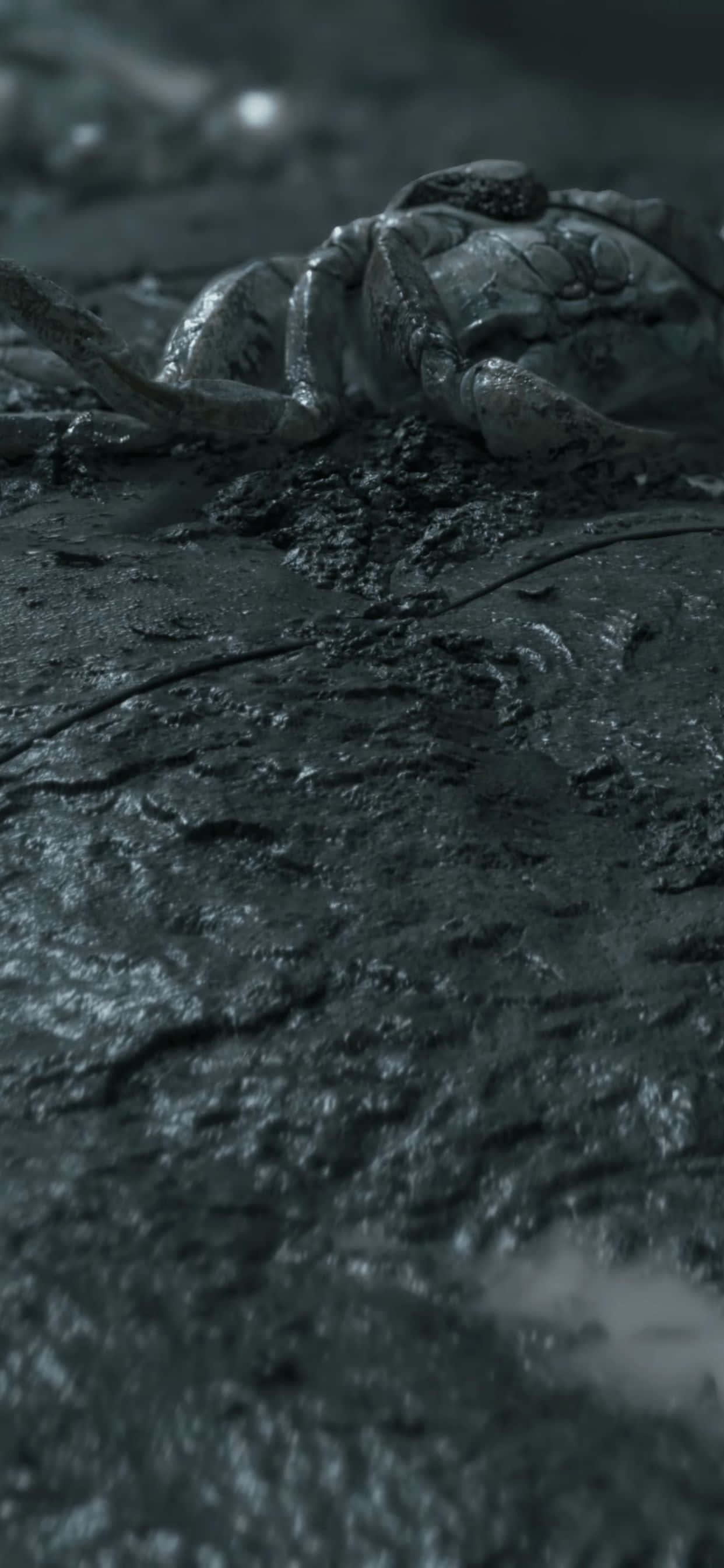 "Bắt đầu cuộc hành trình ngay trong lòng bàn tay với iPhone XS Max mới và tựa game biểu tượng, Death Stranding." Hình nền