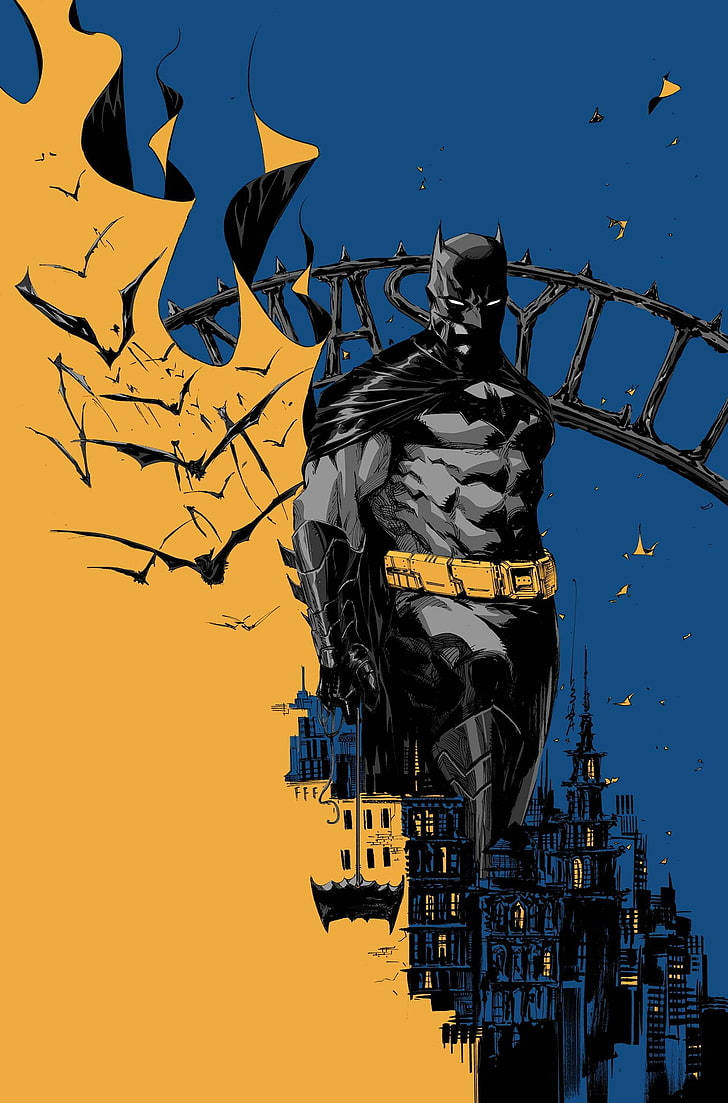 Batman Arkham Knight Màu Xanh Và Vàng Cho iPhone Hình nền