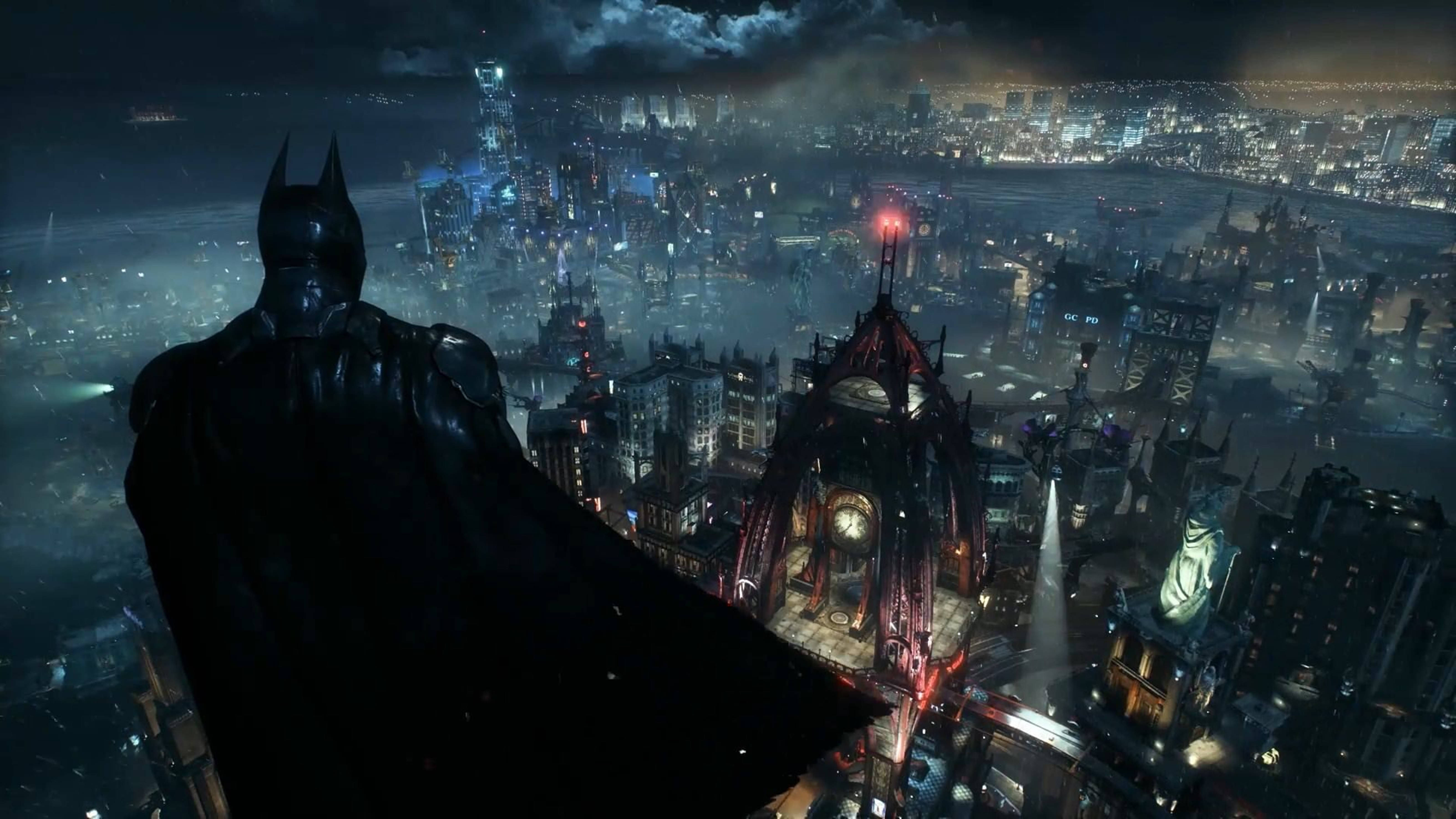 Batman nhìn xuống Thành phố Arkham 4K — Người dơi Hình nền