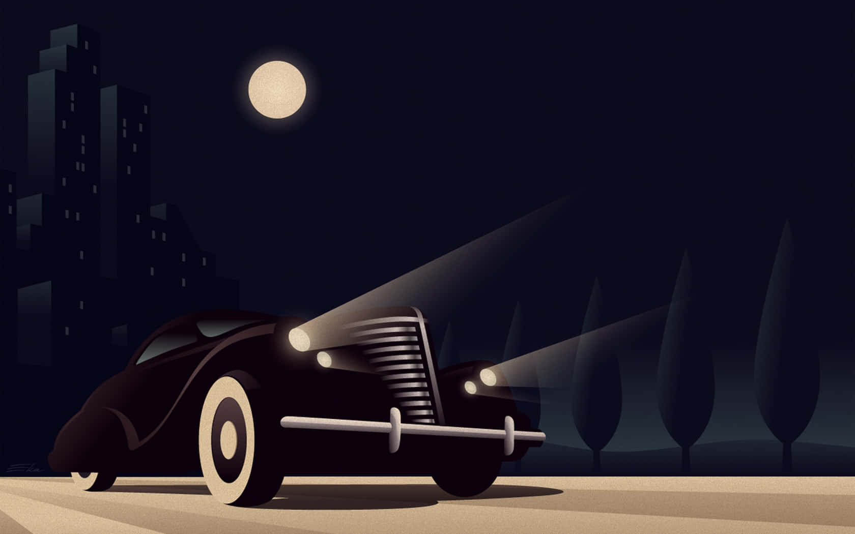 Batman The Animated Series Xe Cổ Điển Đêm Trăng Hình nền