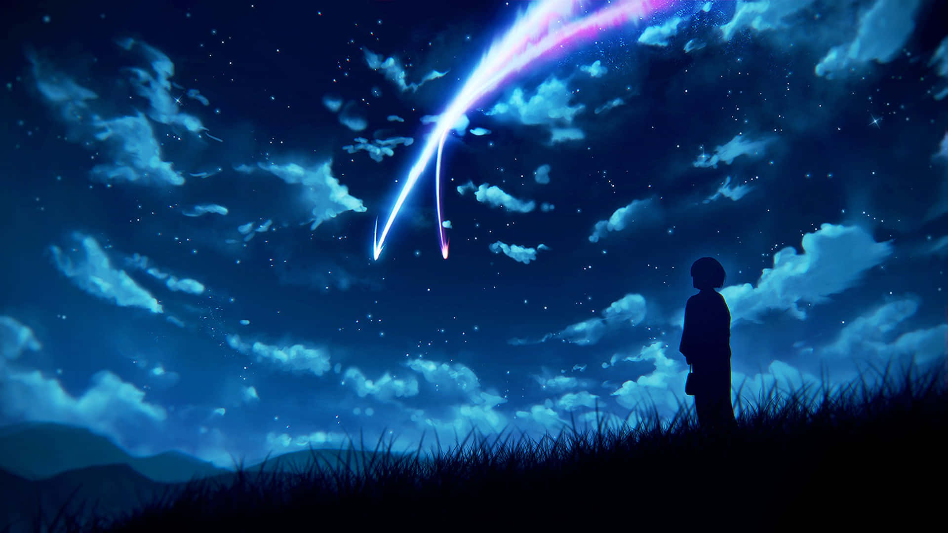 Bầu trời anime sao băng Hình nền