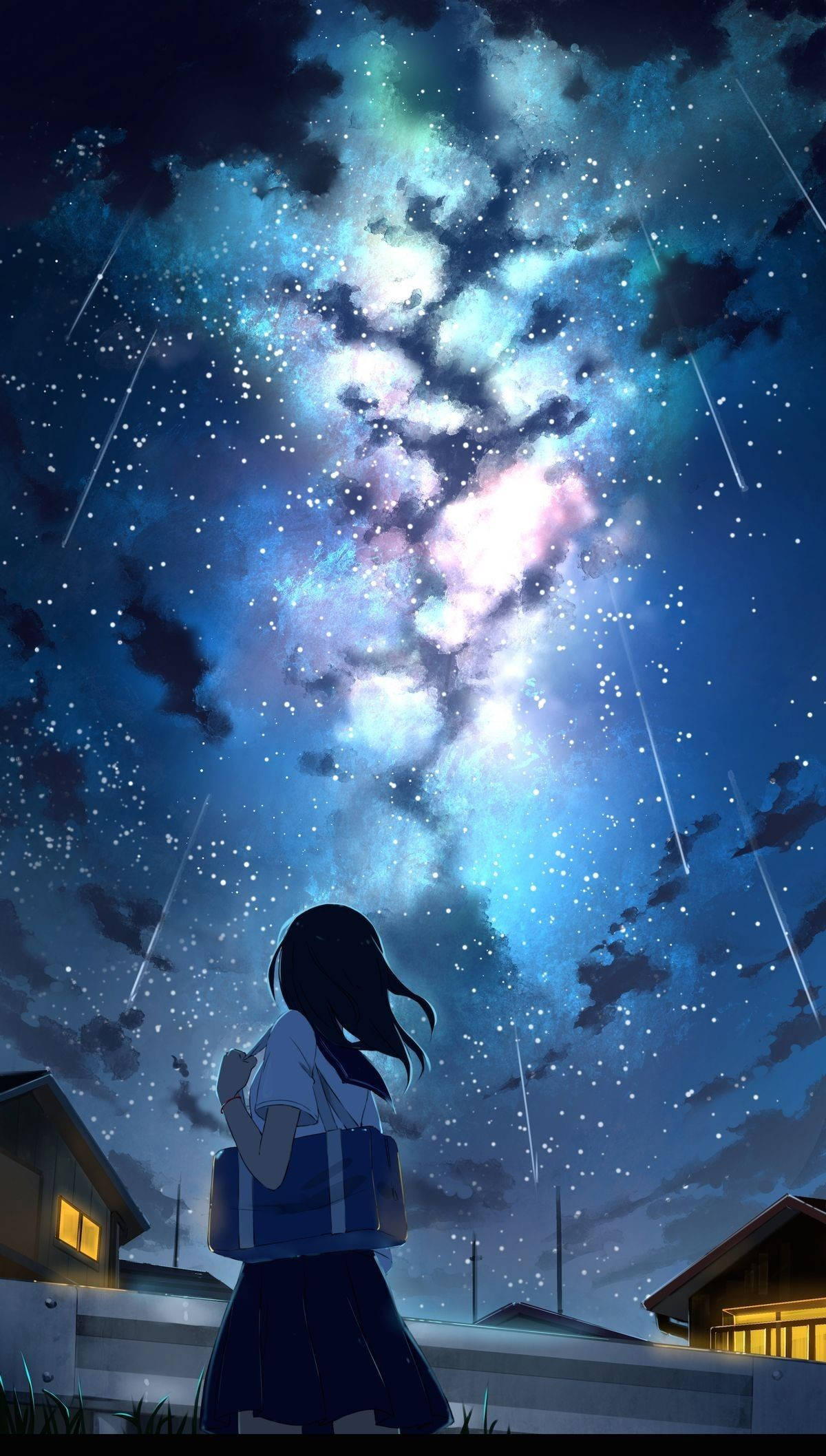 Bầu Trời Đêm Ngân Hà Anime Tuyệt Đẹp Hình nền