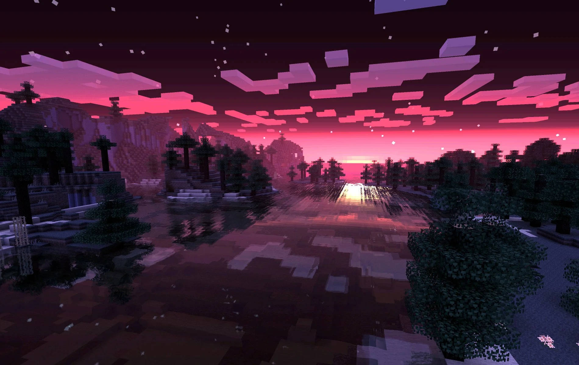 Bầu trời hồng Minecraft đẹp Hình nền