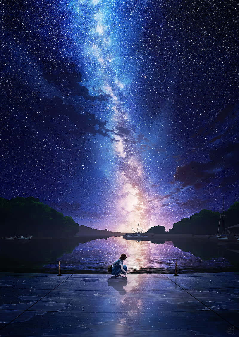 Bầu Trời Ngang Đêm Anime Hình nền