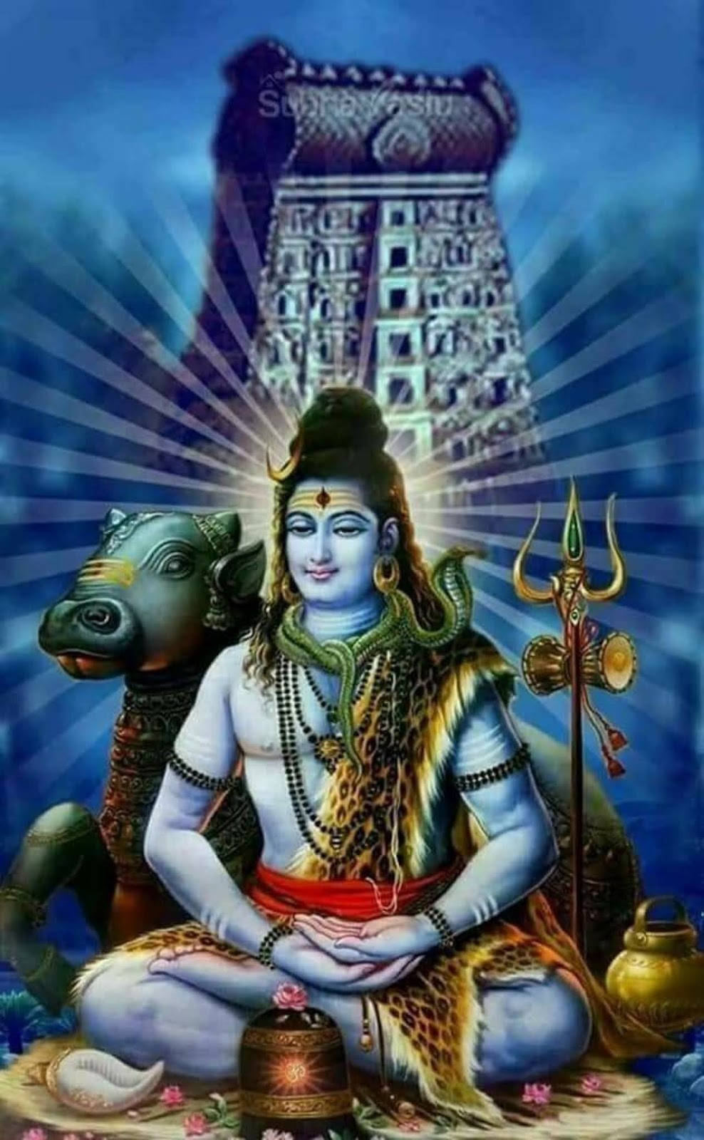Bholenath HD Shiva Tư Thế Hoa Sen Bò Nandi Hình nền