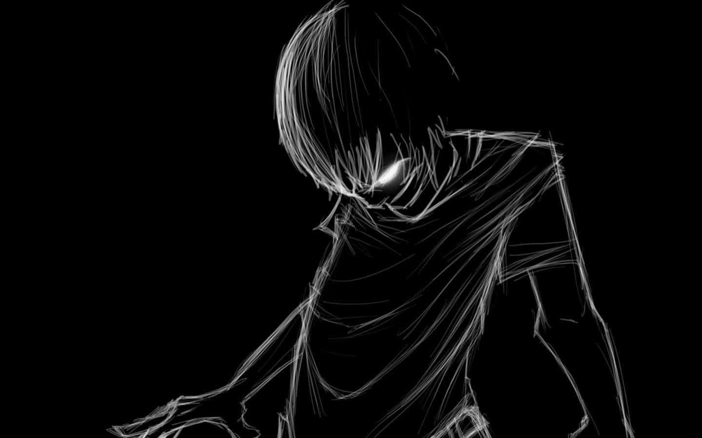 Bí ẩn cảnh Anime đen trắng Hình nền