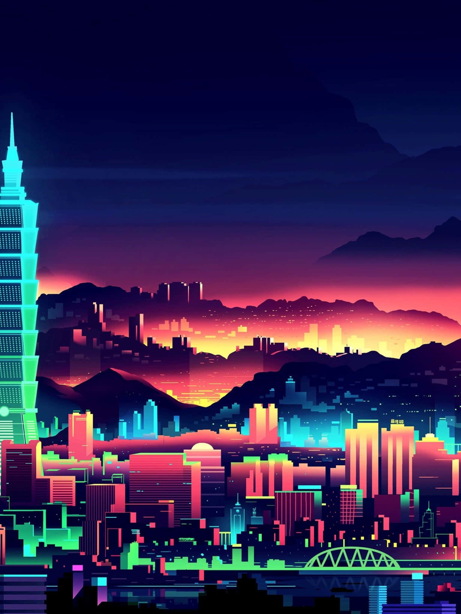 Bị mê hoặc bởi ánh đèn rực rỡ của Thành phố Neon Hình nền