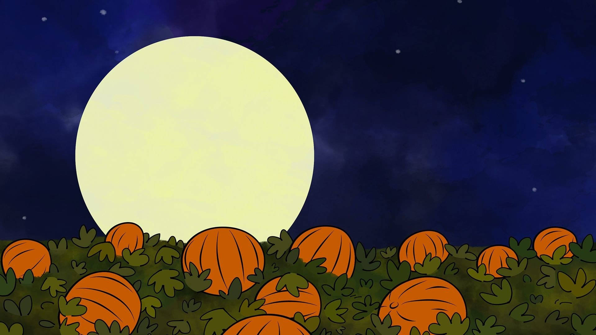 Bí Ngô Halloween Dễ Thương và Mặt Trăng Hình nền