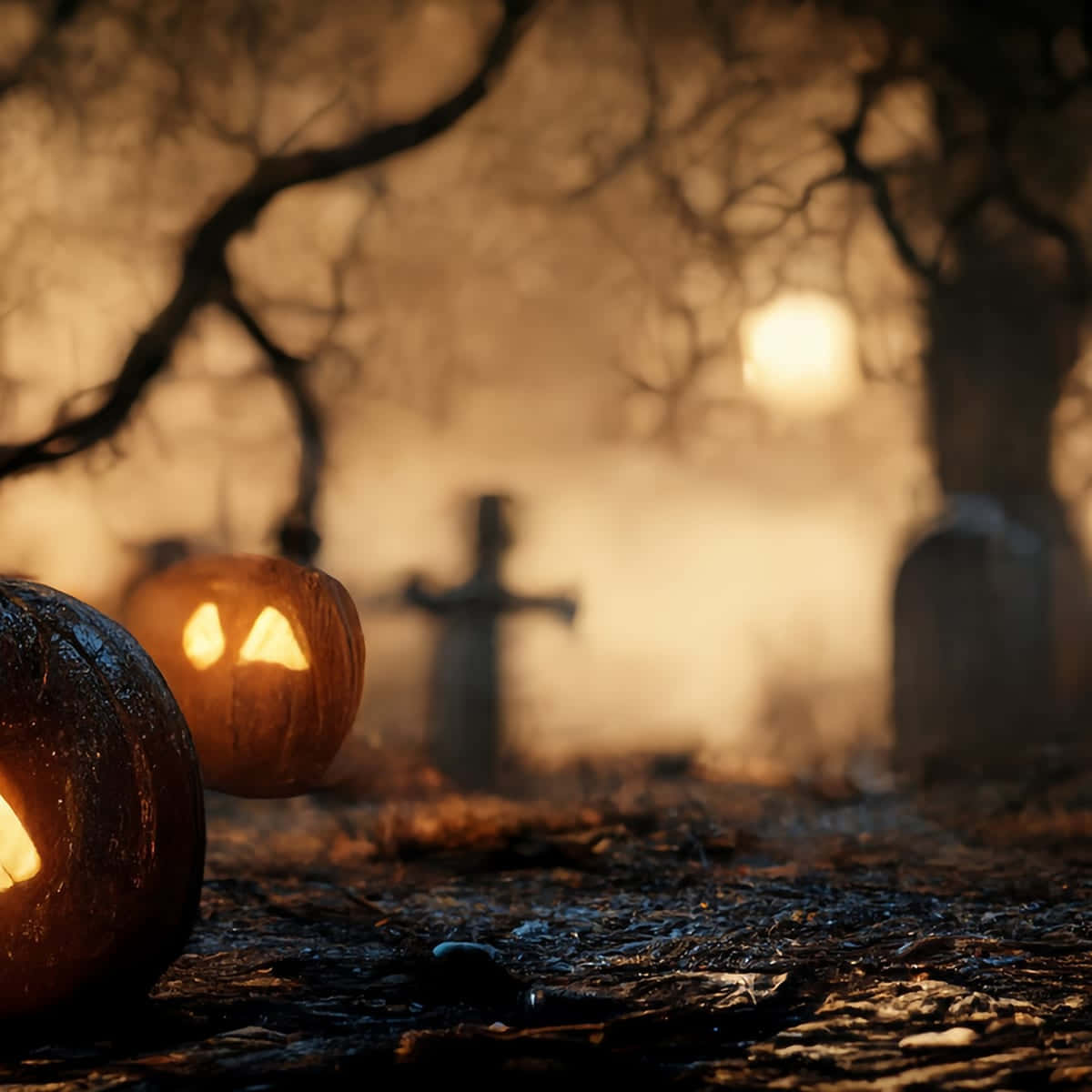 Bí ngô Halloween Nền Nghĩa trang Bầu trời Hình nền