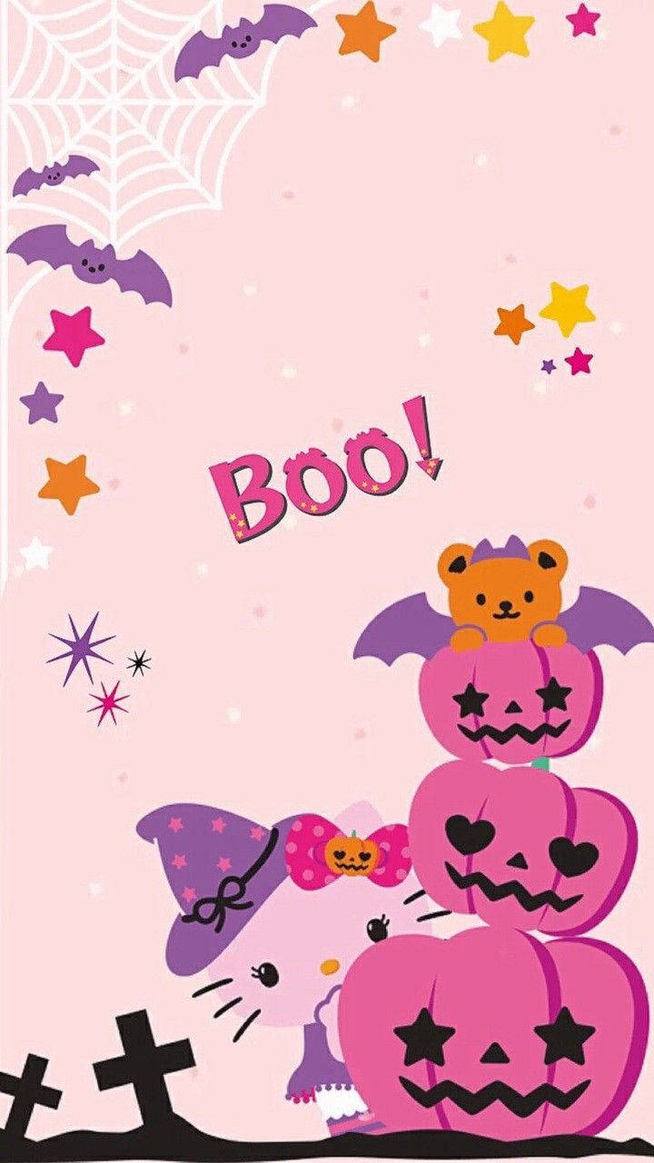 Bí Ngô Hồng Halloween Dễ Thương Hình nền