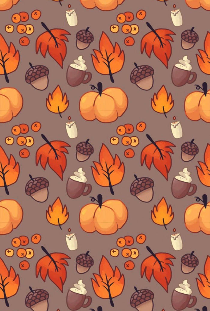 Bí ngô, Quả sồi và Lá phong Mùa thu Halloween Hình nền