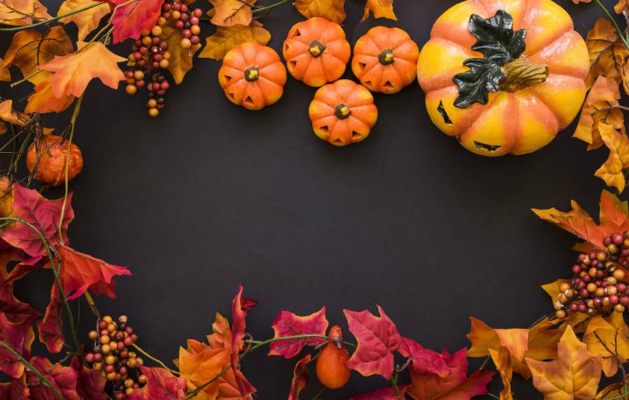Bí ngô và lá mùa thu Halloween Hình nền