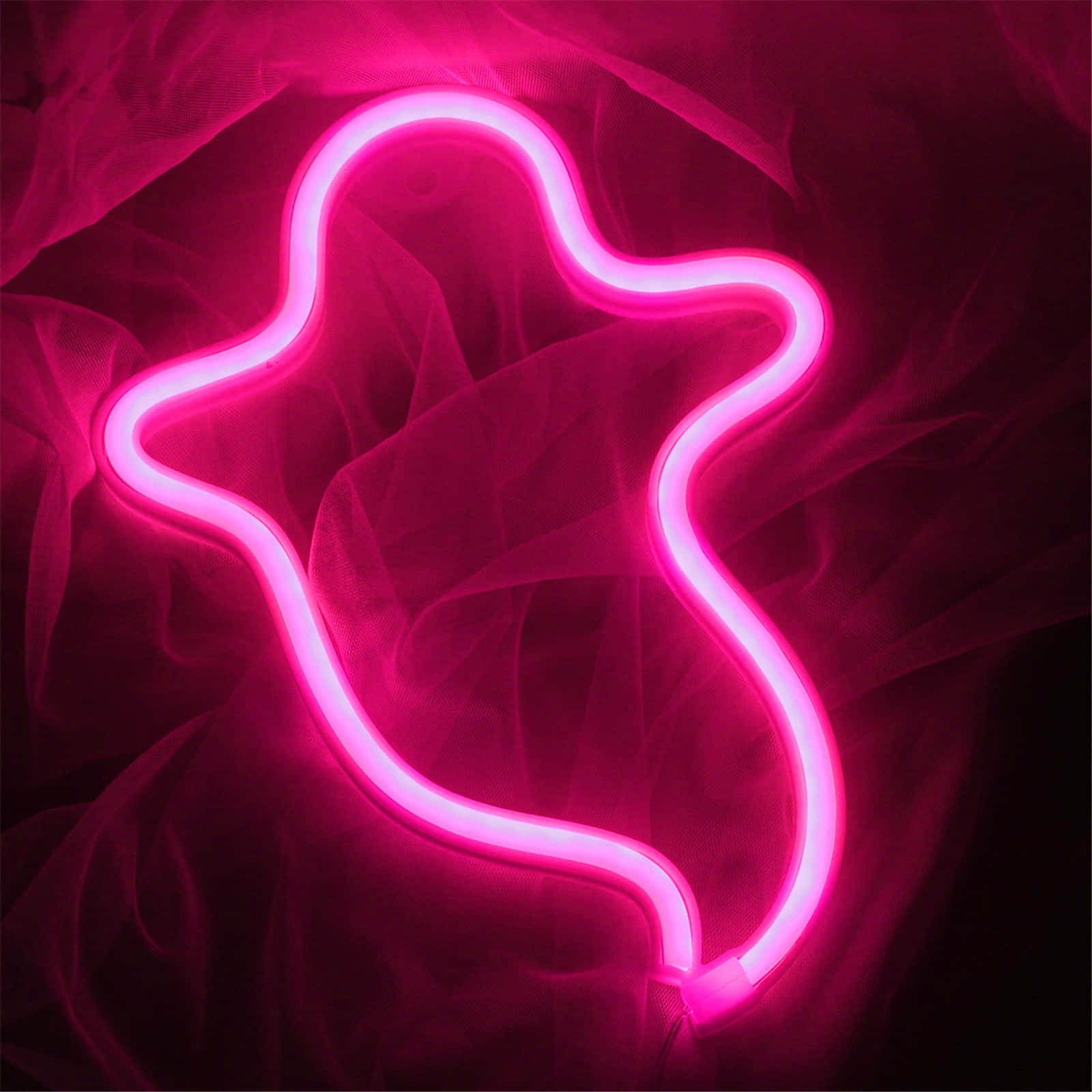 Biển Báo Ma Halloween Màu Hồng Neon Hình nền