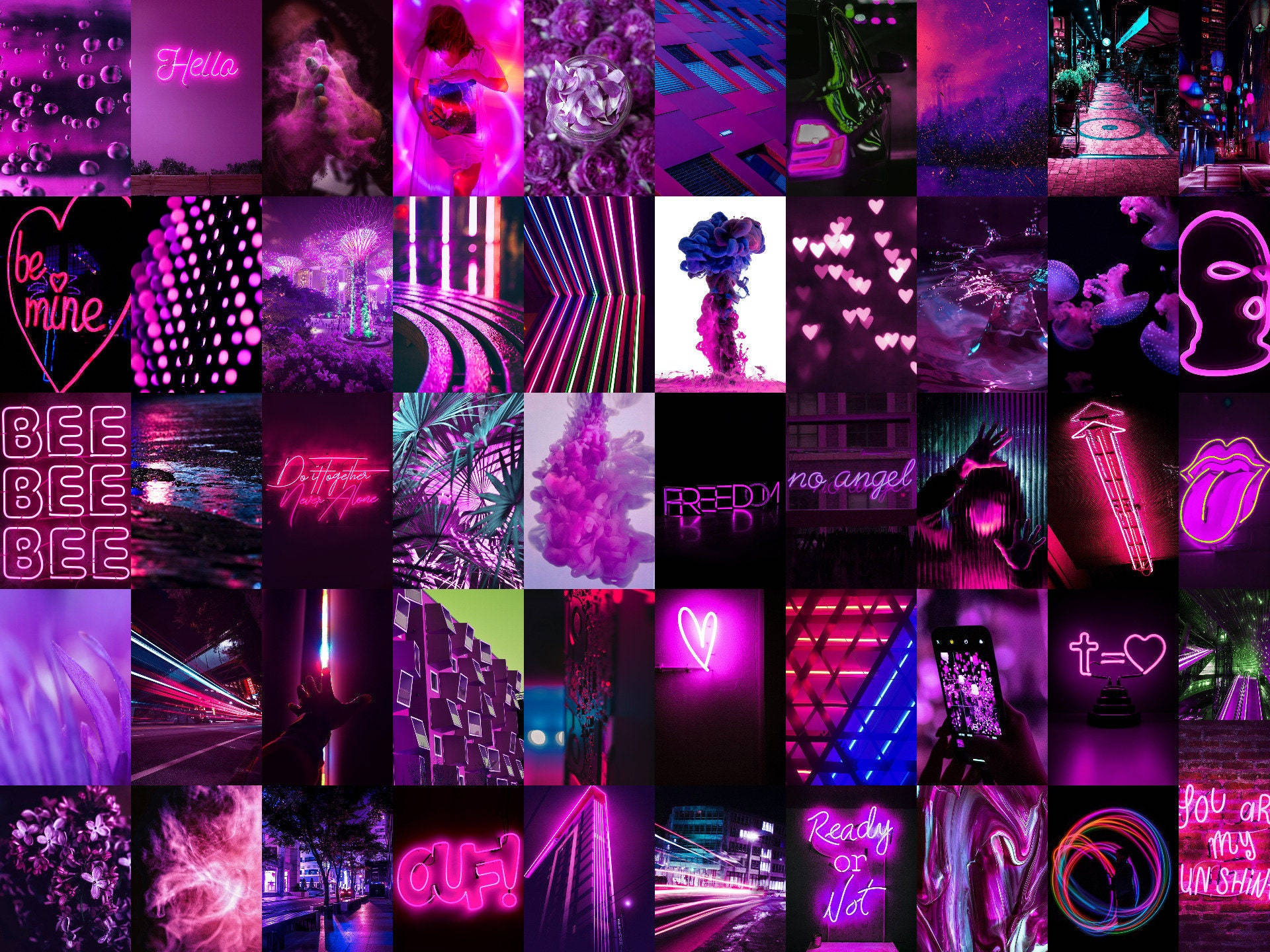 Biển hiệu đen, hồng neon và tím Hình nền