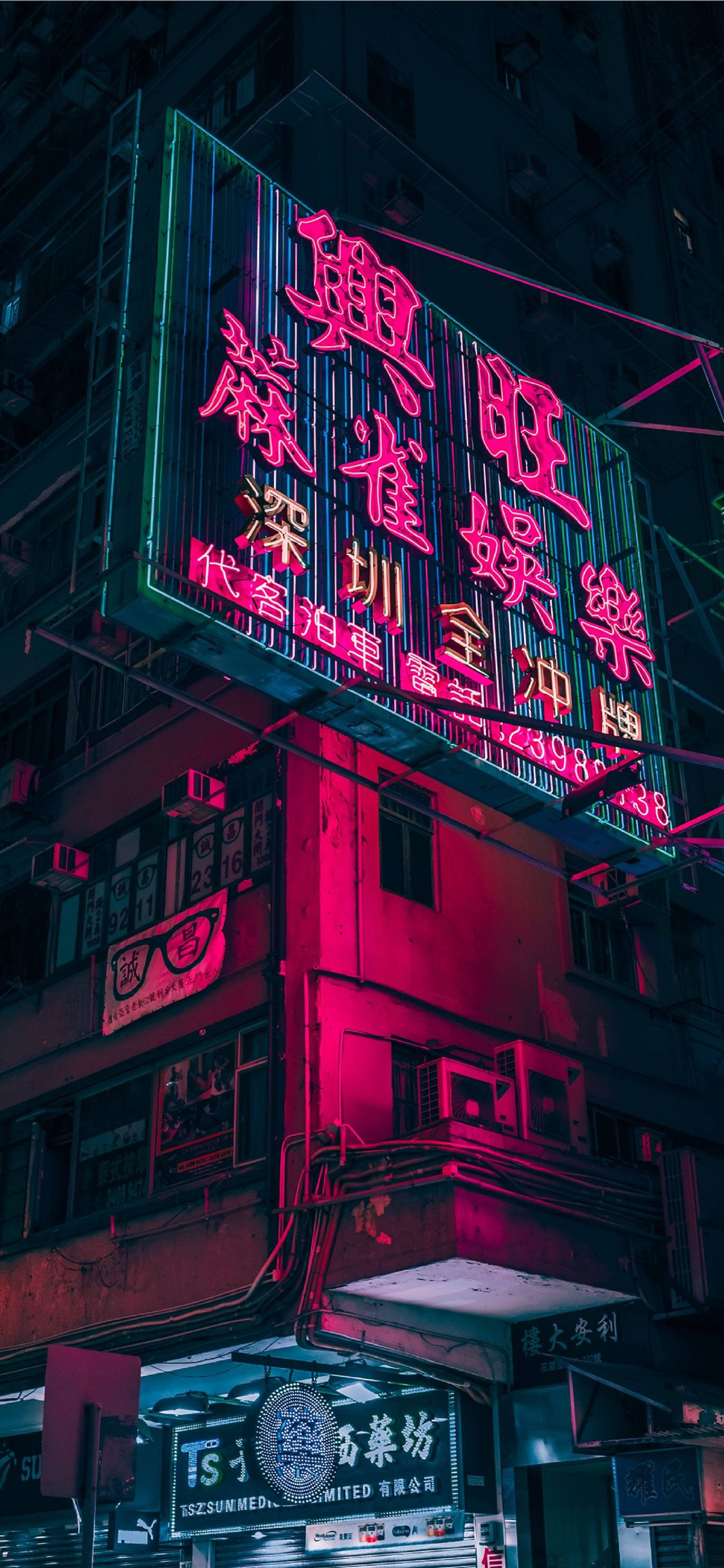 Biển quảng cáo màu tím neon 4K cho iPhone Hình nền